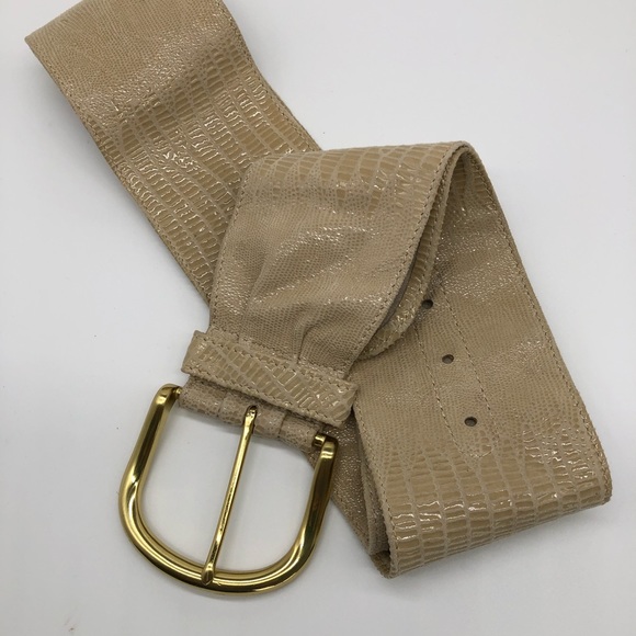 “Snakeskin and suede wide belt - Picture 3 of 5